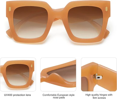 Vista 76 de SOJOS Gafas de sol cuadradas vintage de gran tamaño para mujer, estilo retro, de lujo, grandes, UV400 SJ2194