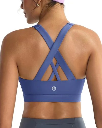 Vista 52 de RUNNING GIRL - Sujetadores deportivos para mujer, sujetadores deportivos con tiras acolchadas y espalda cruzada de apoyo medio con copas extraíbles