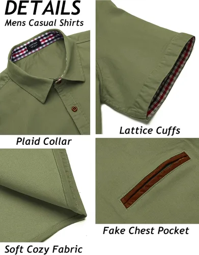 Vista 5 de COOFANDY Camisa de vestir casual de manga corta con botones para hombre