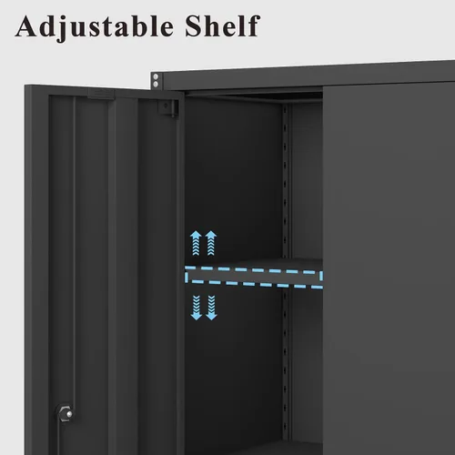 Vista 4 de Armario de almacenamiento de garaje de 28 pulgadas de alto, gabinetes de pared de garaje de metal con puertas y estantes, gabinete pequeño