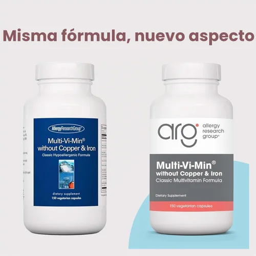 Vista 2 de Allergy Research Group Multi-Vi-Min Sin Cobre y Hierro - 150 Cápsulas Vegetarianas