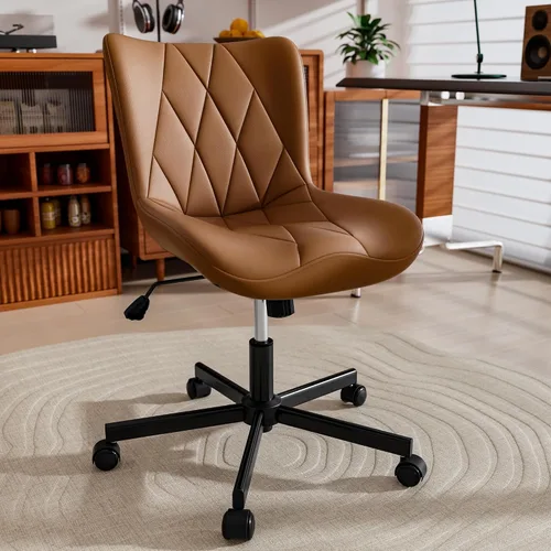 Vista 13 de Silla de Escritorio sin Brazos, Silla de Oficina Moderna para el Hogar sin Brazos, Silla de Computadora con Altura Ajustable y Balanceo, Silla