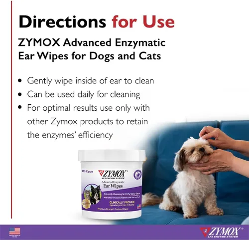 Vista 3 de PET KING BRANDS ZYMOX - Toallitas enzimáticas para oídos y solución ótica sin hidrocortisona para perros y gatos, paquete de producto, para orejas