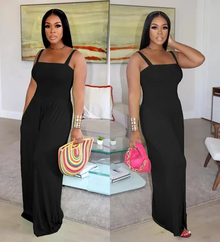 Vista 4 de Hostoyo Jumpsuits for Women Casual Loose Wide Leg Long Pants Jumpsuit Romper