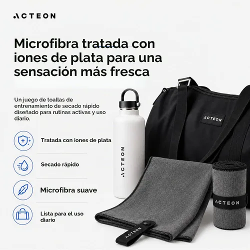 Vista 6 de Acteon Toalla de gimnasio de microfibra de secado rápido, paquete de 5 unidades, fibra absorbente sin olor, secado rápido, equipo de entrenamiento