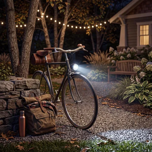 Vista 7 de Kadimendium Luz delantera de bicicleta, faro retro negro fácil de instalar con soporte para ciclismo ABS Construction, Weather proof, Fits