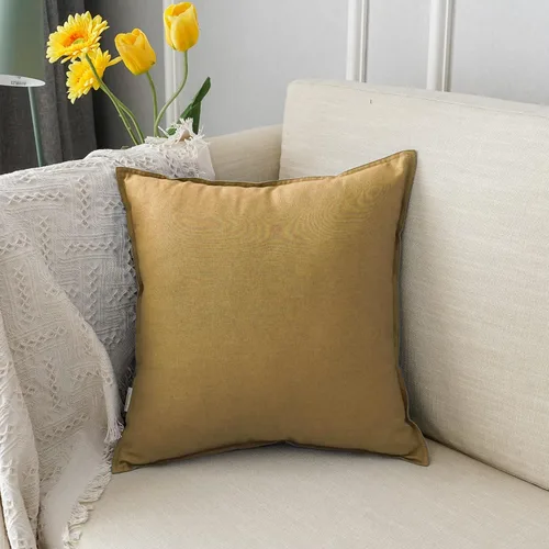Vista 24 de Jeanerlor - Funda de cojín sólida de lino y algodón para decoración, de 18x18 pulgadas, funda de almohada especial para sofá, cama, silla