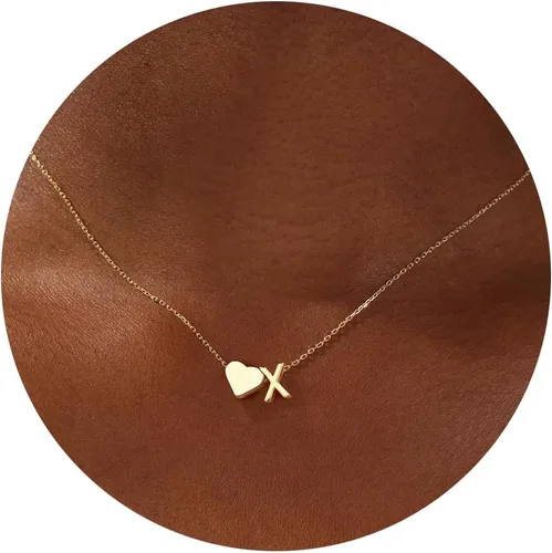 Vista 37 de Turandoss Mothers Day Gifts for Mom Wife - Dainty 18K Gold Plated Heart Initial A-Z Pendant Necklace Trendy Jewelry Heart Necklaces Birthday Mothers