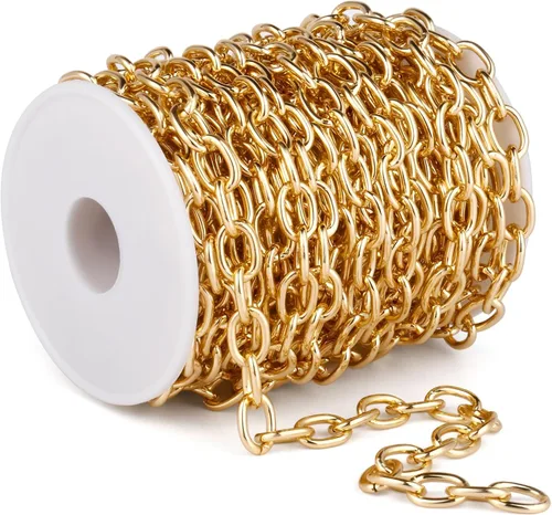 Vista 14 de 33 Pies de Cadenas de Cable Rolo Negro, 4 MM de Cadena de Eslabones O de Cable Ovalado de Aluminio Banado en Negro en Carrete a Granel para Hacer