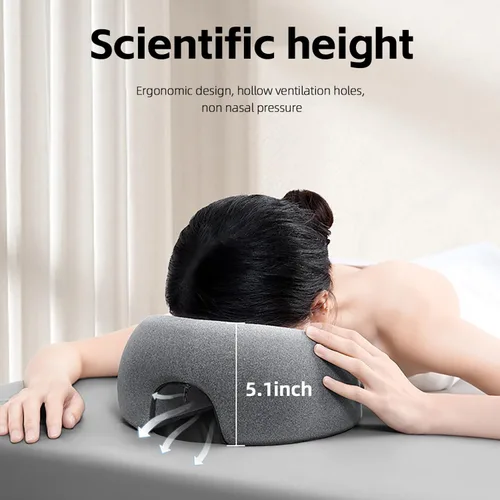 Vista 2 de Almohada boca abajo, almohada de espuma viscoelástica ajustable, material agradable a la piel, elección ideal para oficina y ocio, cojín propenso