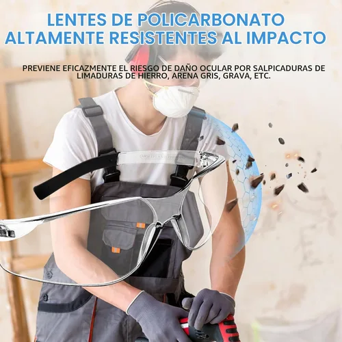 Vista 5 de WFEANG Gafas de seguridad con certificación ANSI Z87.1 para hombres y mujeres, gafas protectoras de laboratorio duraderas para química e