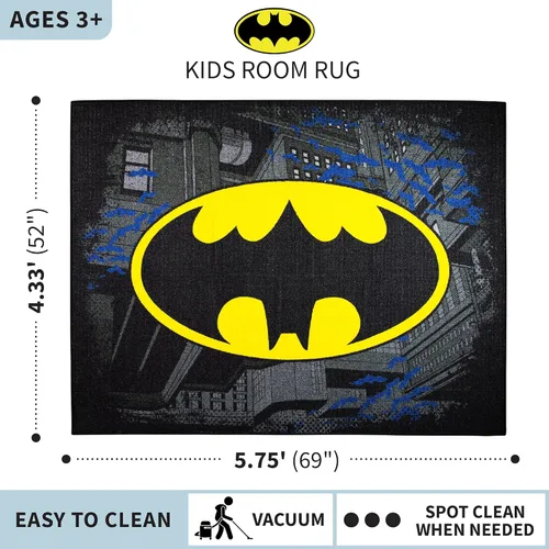 Vista 3 de Franco Alfombra antideslizante para habitación de niños, 69 x 52 pulgadas, Batman