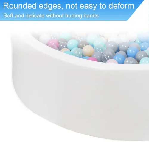 Vista 13 de Pozo de bolas suave extra grande para niños pequeños, 51 x 11.8 pulgadas de espuma para bebés niños - Blanco