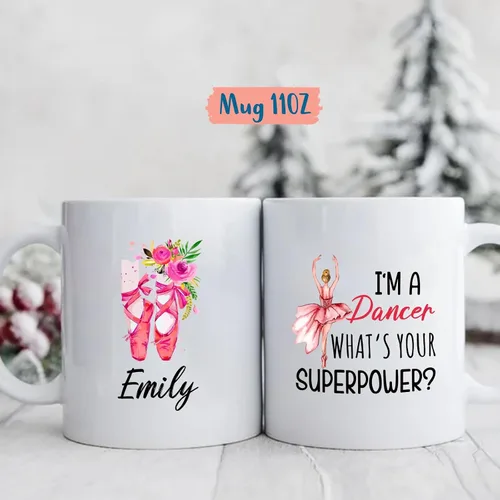 Vista 4 de Regalo personalizado de bailarina, taza de zapato de ballerina, taza de bailarina, tazas para amantes de la danza, taza de café personalizada