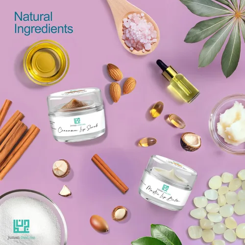 Vista 5 de Juman Set de regalo de labios de minerales del mar muerto Con aceites esenciales Set exfoliante labial e hidratante Masilla y canela Vegano