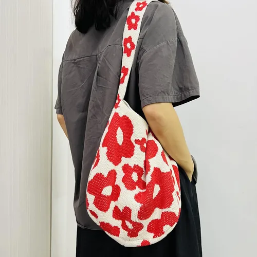 Vista 4 de Bolso cruzado de ganchillo con diseño de hadas Y2K para mujer, bolso de compras de moda, bolso de hombro de punto