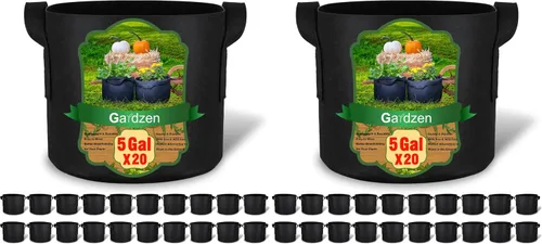 Vista 9 de Gardzen - 20 bolsas de cultivo con asas de 1 a 10 galones de tela