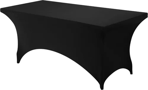 Vista 4 de Utopia Kitchen Mantel rectangular de spándex de 4 pies [1 unidad, negro] 200 GSM elástico, ajustado, lavable y resistente a las arrugas, cubierta