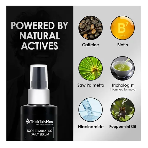 Vista 5 de ThickTails Suero de crecimiento del cabello para hombres para adelgazar el cabello Suero sin enjuague para raíces y cuero cabelludo con cafeína