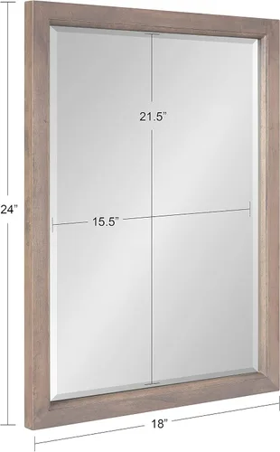 Vista 7 de Kate and Laurel Hogan Farmhouse - Espejo de pared de 18 x 24 pulgadas, gris; espejo rectangular rústico de madera para pared