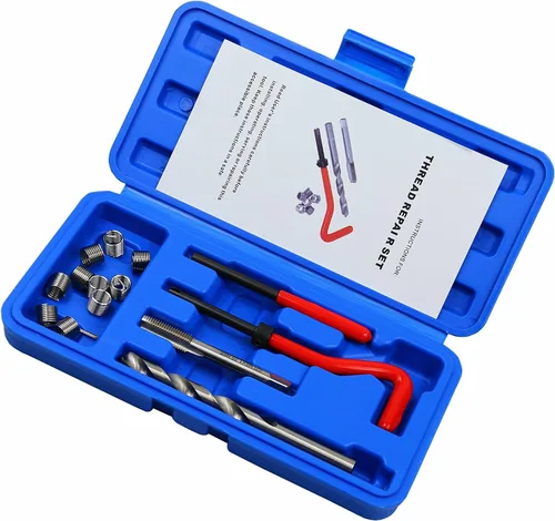 Vista 2 de Kit de reparación de roscas M9 x 0.049 in Kit de reparación de rosca métrica Kit de inserción de reparación de rosca compatible con juego