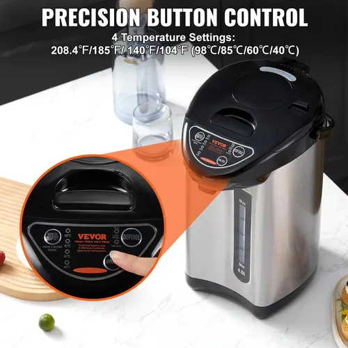 Vista 29 de VEVOR Dispensador de agua caliente, caldera y calentador de agua ajustable de 4 temperaturas, calentador de agua de encimera de acero inoxidable