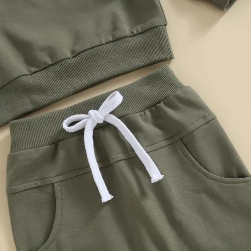 Vista 44 de Conjunto de sudadera de manga larga con cuello redondo y pantalones deportivos para bebés, ropa de invierno para bebé