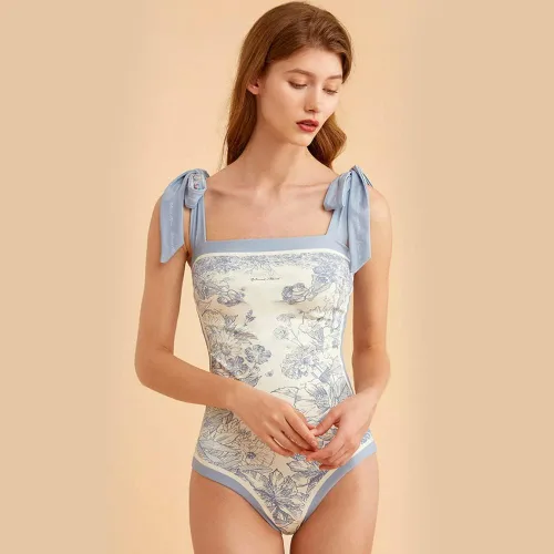 Vista 2 de CuteMe Traje de baño de una pieza para mujer, con control de abdomen, reversible, con estampado floral