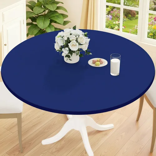 Vista 41 de Smiry Mantel redondo de pícnic, fundas de mesa elásticas impermeables para mesas de 18 a 24 pulgadas, manteles de vinilo con parte trasera