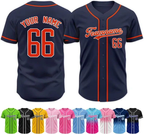 Vista 8 de Custom Baseball Jersey Stitched Personalized Name Number Baseball Shirts Sports Uniform for Men Women Boy