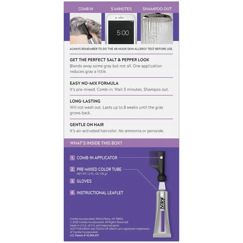 Vista 6 de Just For Men Touch Of Gray - Tinte para el cabello, gris negro (paquete de 6)