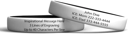 Vista 2 de Pulsera de identificación de alerta resistente al agua, personalizada, para hombres, mujeres y niños