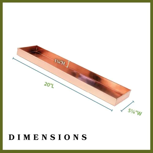 Vista 2 de Bandeja rectangular de acero inoxidable chapado en cobre de 20 pulgadas, soporte para suculentas, decoración moderna de granja para el hogar