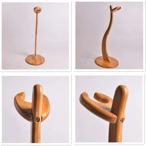 Vista 5 de Miwayer Soporte de guitarra hecho a mano de bambú real, soportes de piso de bambú sólido para guitarra acústica, clásica, guitarra eléctrica, ukelele