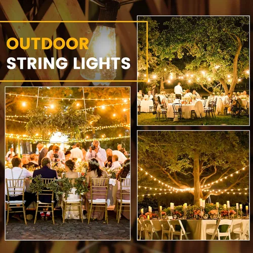 Vista 5 de Zuske Cadena de luces para exteriores de 25 pies, luces LED colgantes para patio con 12 bombillas inastillables, luces impermeables