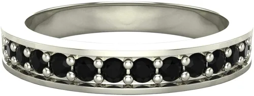 Vista 4 de Glitz Design Halfway - Anillo de boda semieternity con diamantes negros y ajuste cómodo, oro de 14 quilates, Metal, diamante
