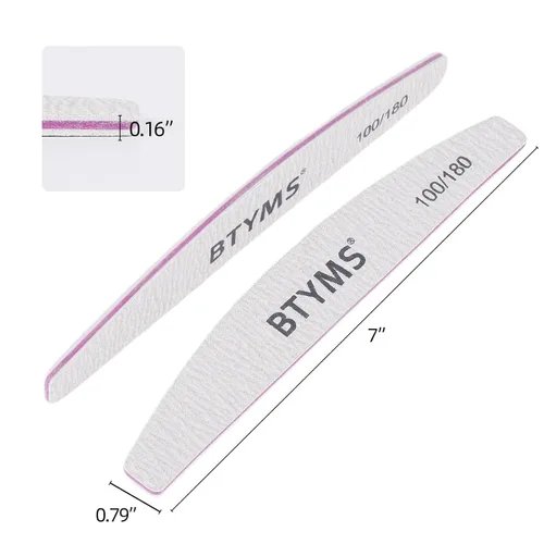 Vista 2 de BTYMS 10 piezas de limas de uñas de grano 100/180 - Tablas de esmeril de doble cara para uñas acrílicas, de gel y naturales