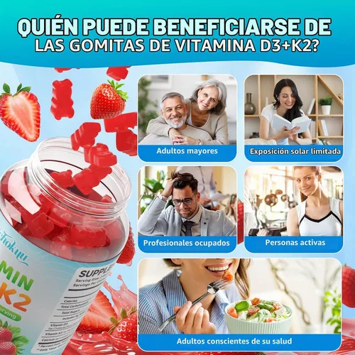 Vista 5 de Vitamin D3 K2 Gummies 5000IU Sugar Free Supplement, 60 Count