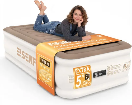 Vista 10 de Colchón de aire Queen con bomba incorporada, colchón inflable Beige Camel