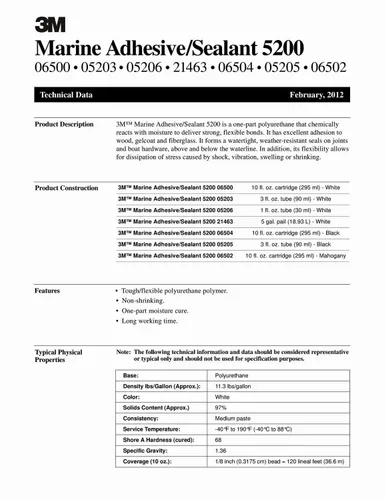 Vista 6 de Adhesivo sellador 3M Marine 5200, Blanco, 1