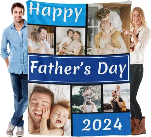 Vista 9 de Manta personalizada para el día del padre con foto, regalos personalizados para papá, papá, abuelo, papá, cumpleaños, Navidad