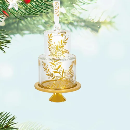 Vista 2 de Adorno de Navidad Hallmark Keepsake 2025, Nuestro Dulce Comienzo 2025, de Vidrio, Regalos de Boda