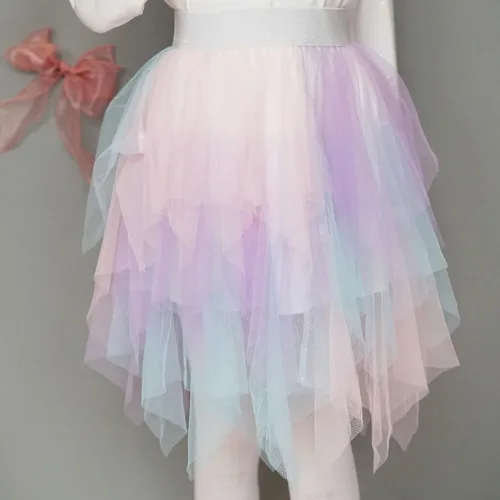Vista 2 de LX7 Vestido de ballet de princesa multicolor con falda tutú para niña pequeña