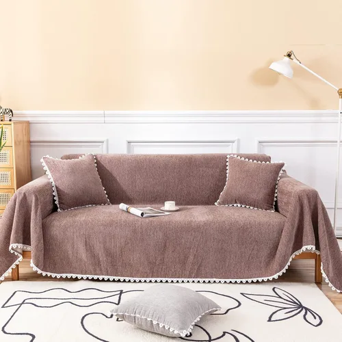 Vista 62 de VClife Funda bohemia de felpilla para sofá, apta para mascotas, gruesa, beige, crema, blanco, a cuadros, triangular, con borlas, agradable a