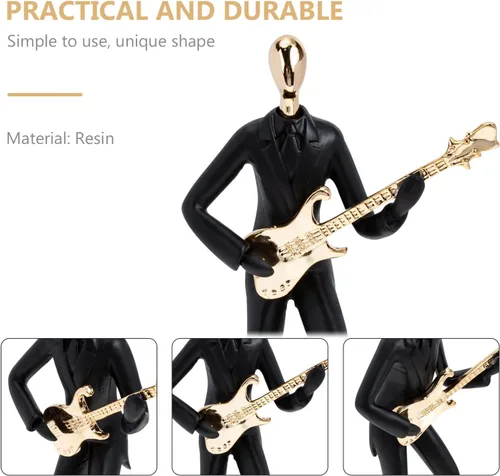 Vista 6 de ARTIBETTER Estatua de músico de guitarra, instrumento musical, guitarra, figura coleccionable, trofeo de música, adorno de escritorio para el hogar