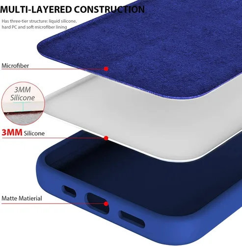 Vista 3 de ZUSLAB Funda de silicona nano compatible con Apple iPhone 12 / iPhone 12 Pro, goma de silicona líquida a prueba de golpes, cubierta suave de Azul
