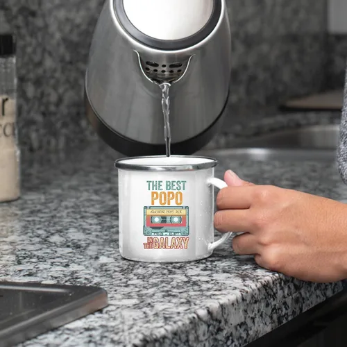 Vista 4 de Fathers Day Mothers Day Gift Funny Humor Galaxy Best POPO 12oz Enamel Silver Mug