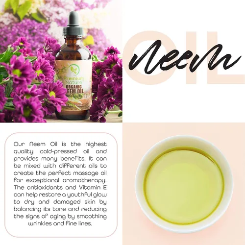 Vista 2 de Aceite de neem orgánico para piel y cabello, 100% puro, prensado en frío para mezcla de aceites esenciales, aceites de neem para plantas, pastel