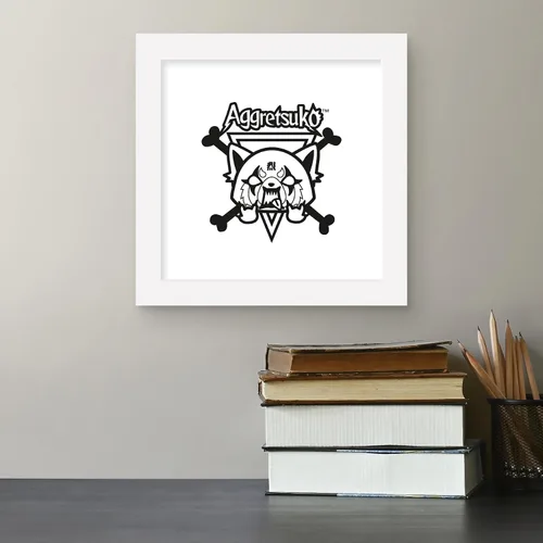 Vista 4 de Trends International Gallery Pops Sanrio Aggretsuko - Póster de pared de metal Crossbones, 12.00 x 12.00 pulgadas, versión de marco blanco