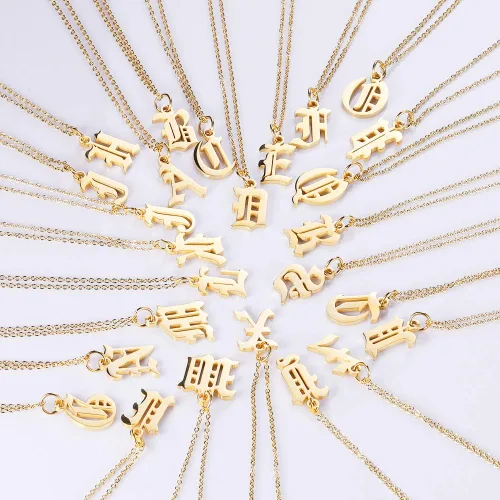 Vista 4 de Collar con dije de letra de inicial para mujer, chapado en oro de 18 quilates, para dama de honor, regalo para niñas